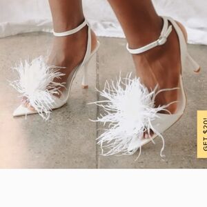 Lulu's White Feathered Heels